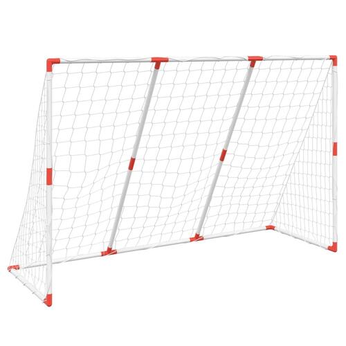 Fodboldmål til børn 184x64x124 cm med 2 bolde hvid