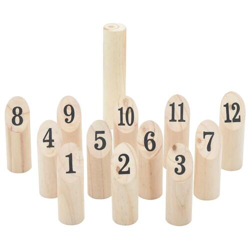 Nummer-kubb 13 dele med bærepose massivt fyrretræ