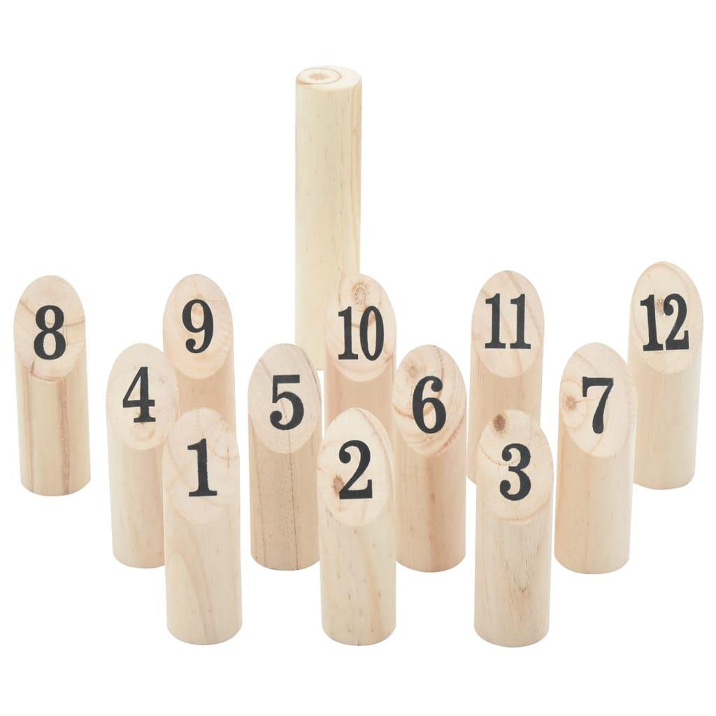 Nummer-kubb 13 dele med bærepose massivt fyrretræ