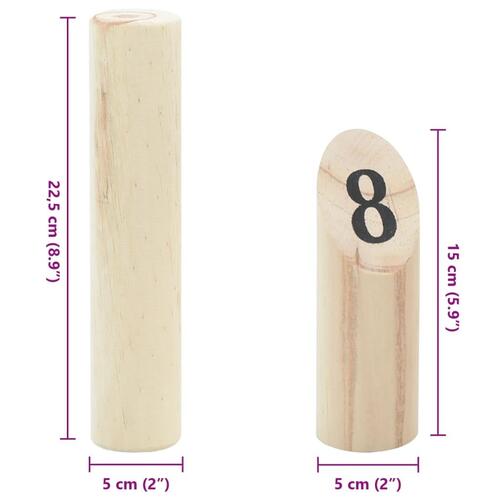 Nummer-kubb 13 dele med bærepose massivt fyrretræ