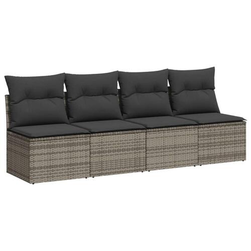 Loungesæt til haven 11 dele med hynder polyrattan grå