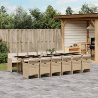 Spisebordssæt til haven 13 dele med hynder polyrattan beige