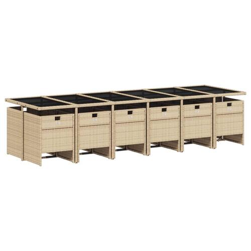 Spisebordssæt til haven 13 dele med hynder polyrattan beige