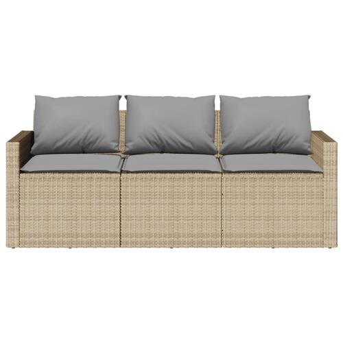 Spisebordssæt til haven 2 dele med hynder polyrattan beige