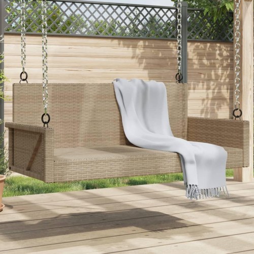 Gyngebænk 119x56x48 cm polyrattan beige