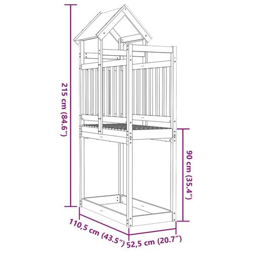 Legetårn 110,5x52,5x215 cm massivt fyrretræ