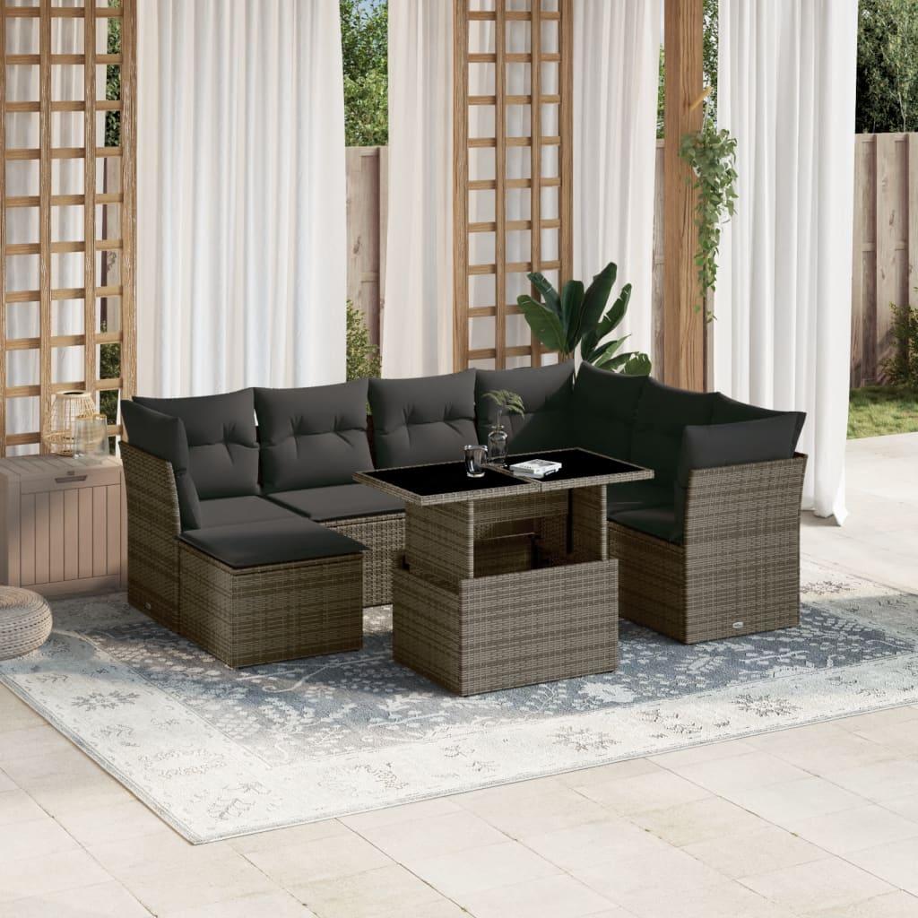 Sofasæt til haven 8 dele med hynder polyrattan grå billede