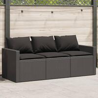 3-personers havesofa med hynder polyrattan sort