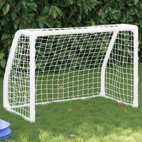 Fodboldmål 2 stk. 64x35x48 cm med bold til børn metal hvid