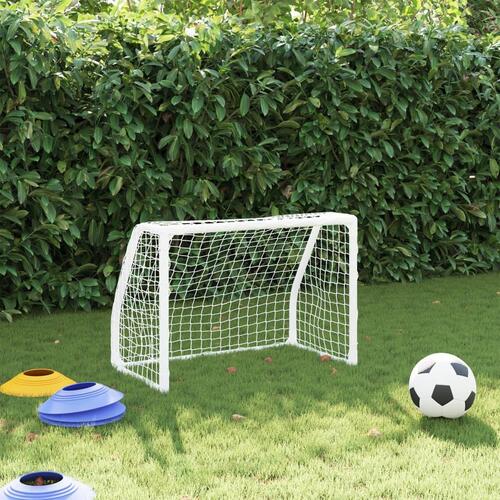 Fodboldmål 2 stk. 64x35x48 cm med bold til børn metal hvid