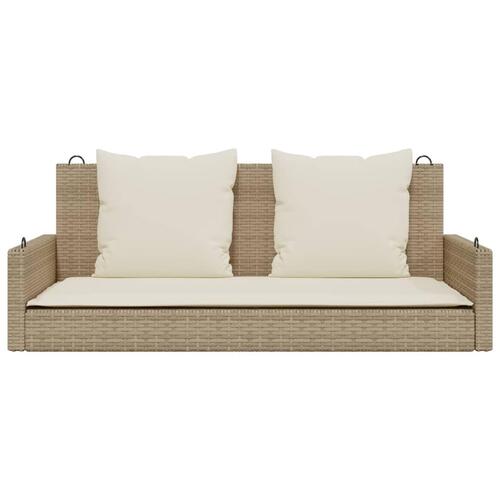 Gyngebænk med hynder 119x56x48 cm polyrattan beige