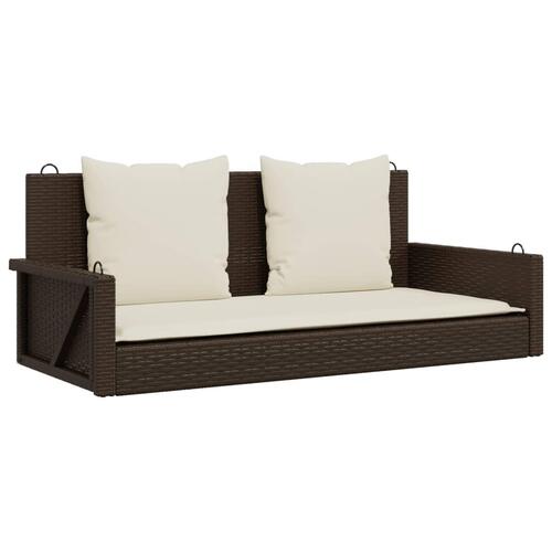 Gyngebænk med hynder 119x56x48 cm polyrattan brun