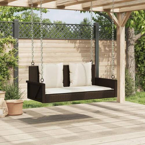 Gyngebænk med hynder 119x56x48 cm polyrattan brun