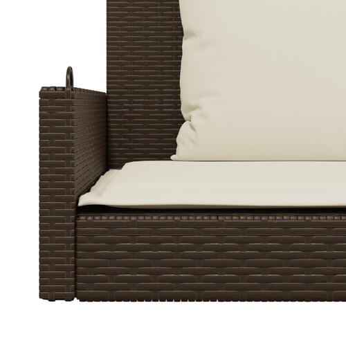 Gyngebænk med hynder 119x56x48 cm polyrattan brun