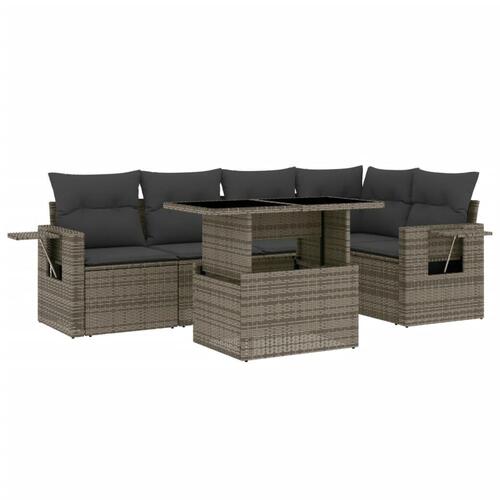Sofasæt til haven 6 dele med hynder polyrattan grå