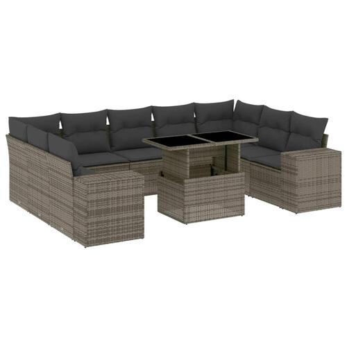 Sofasæt til haven 10 dele med hynder polyrattan grå