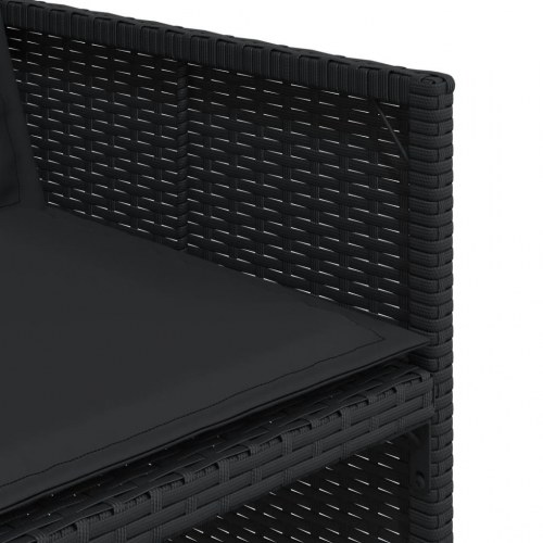 Spisebordssæt til haven 5 dele med hynder polyrattan sort