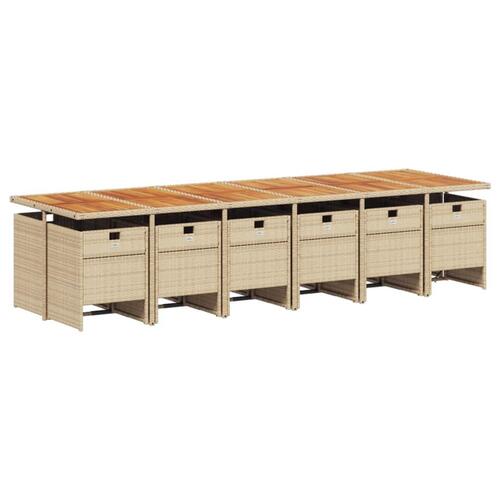 Spisebordssæt til haven 13 dele med hynder polyrattan beige
