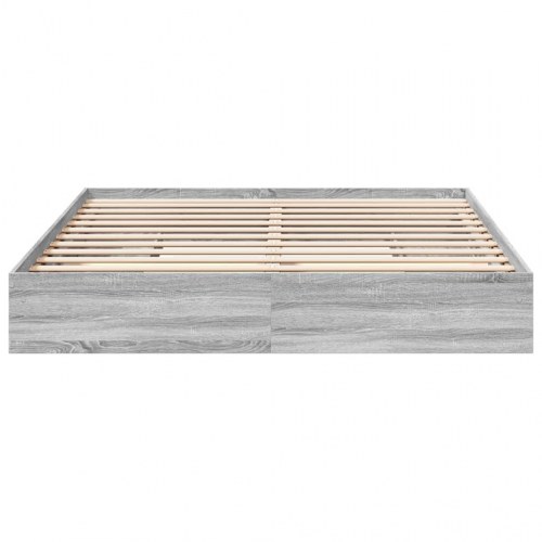 Sengeramme med skuffer 180x200 cm konstrueret træ grå sonoma-eg