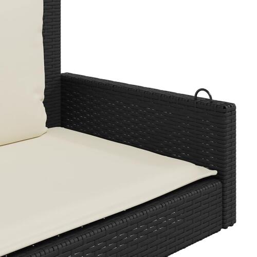 Gyngebænk med hynder 119x56x48 cm polyrattan sort