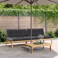 Midtermoduler til pallesofa 2 stk. med hynder massivt akacietræ