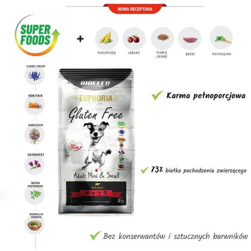 Foder Biofeed Adult Mini & Small Oksekød 12 kg