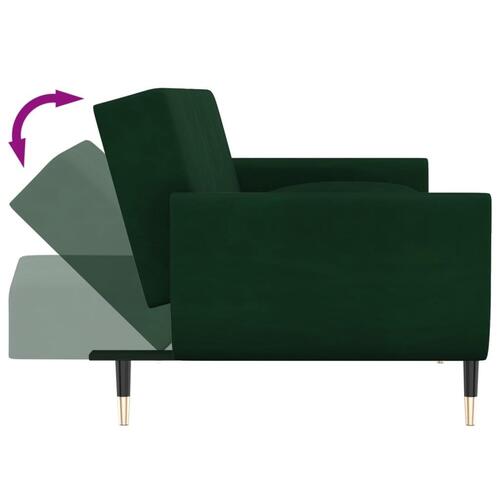 2-personers sovesofa med 2 puder fløjl mørkegrøn (OUTLET A)