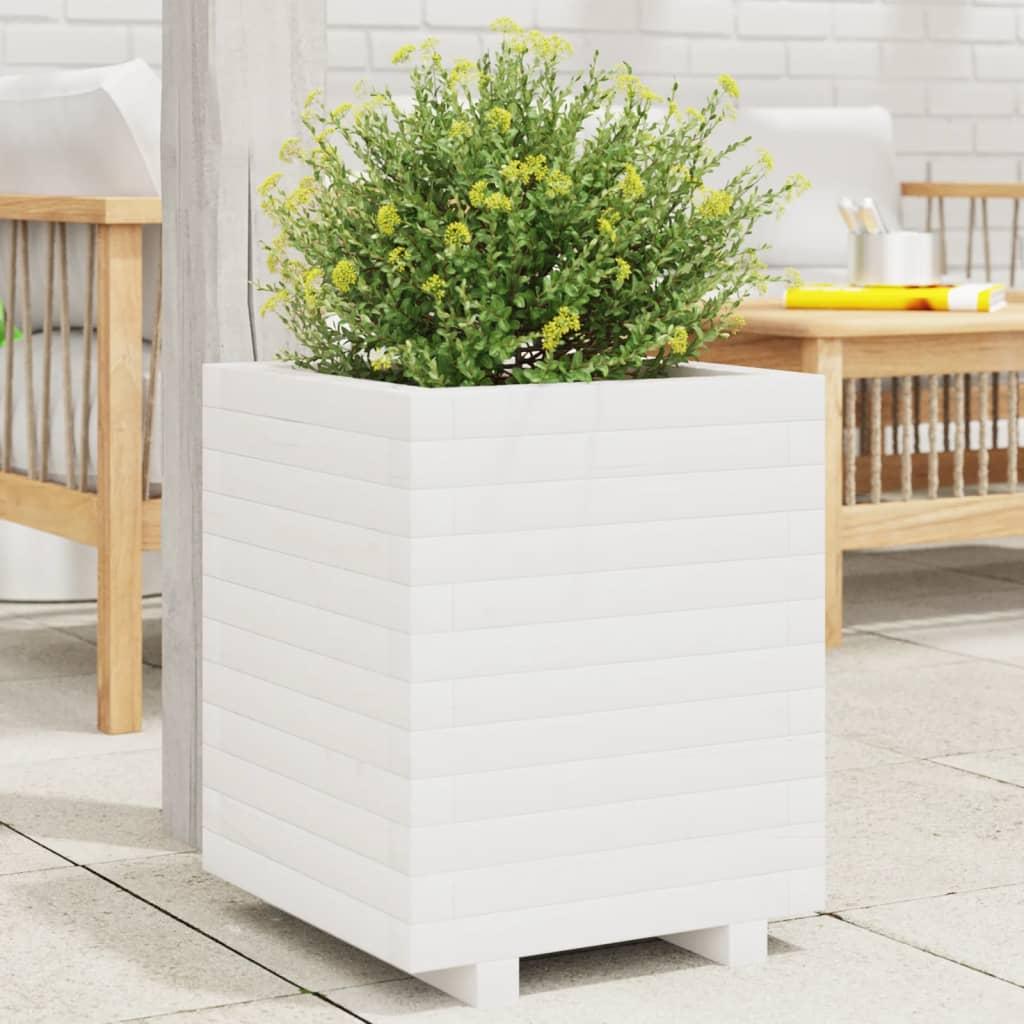 Plantekasse 40x40x49,5 cm massivt fyrretræ hvid