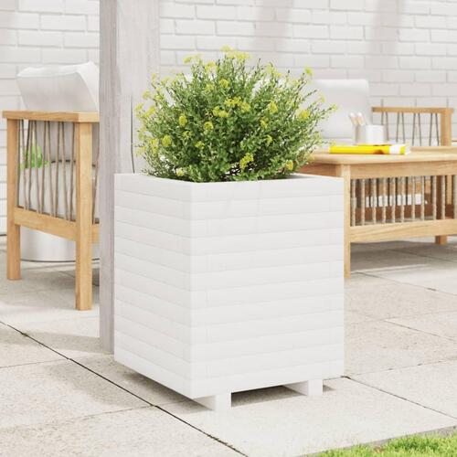 Plantekasse 40x40x49,5 cm massivt fyrretræ hvid