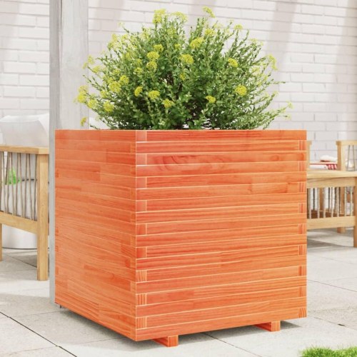 Plantekasse 70x70x72 cm massivt fyrretræ gyldenbrun