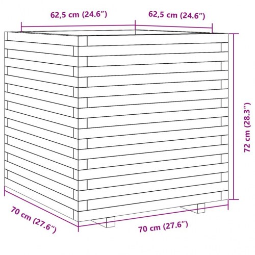 Plantekasse 70x70x72 cm massivt fyrretræ gyldenbrun