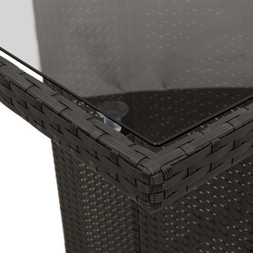 Havebord med glastop 190x80x75 cm polyrattan sort