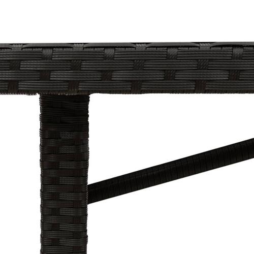 Havebord med glastop 190x80x75 cm polyrattan sort
