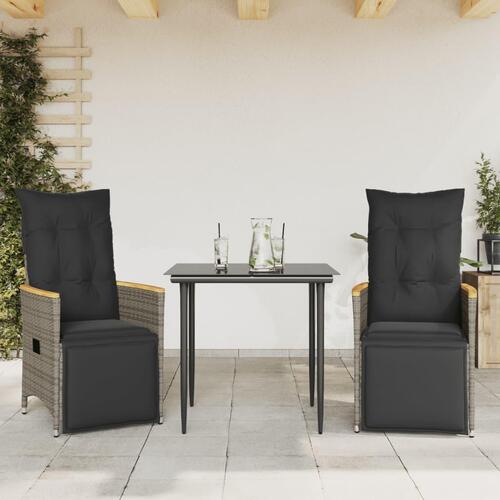 Havelænestole 2 stk. med hynder polyrattan grå