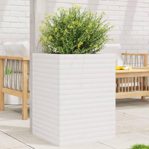 Plantekasse 50x50x68,5 cm massivt fyrretræ hvid