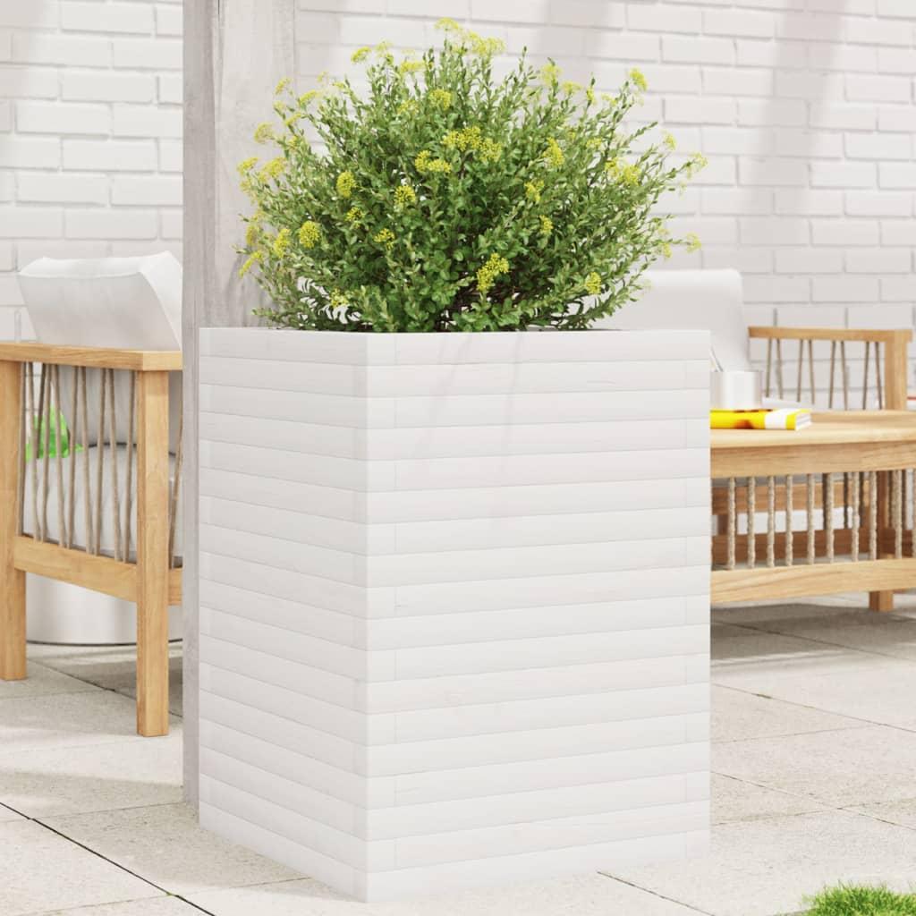Plantekasse 40X40X49,5 Cm Massivt Fyrretræ Hvid - 50 x 50 x 68.5 cm