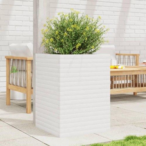 Plantekasse 50x50x68,5 cm massivt fyrretræ hvid