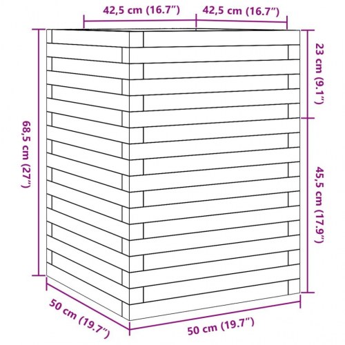 Plantekasse 50x50x68,5 cm massivt fyrretræ hvid