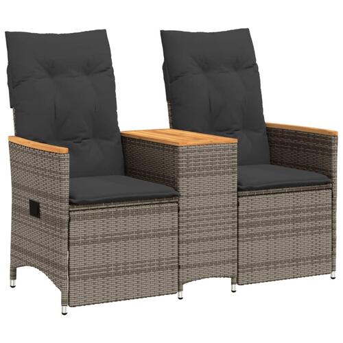 2-personers havesofa med bord og lænefunktion polyrattan grå