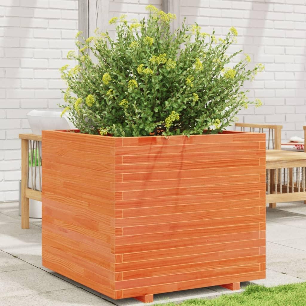 Plantekasse Massivt Fyrretræ Gyldenbrun - 80 x 80 x 72 cm