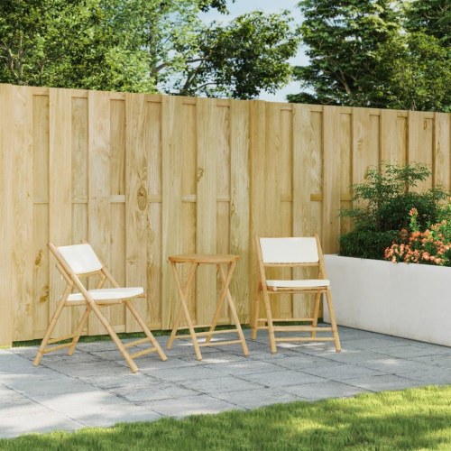 Foldbare bistrostole 2 stk. med cremefarvede hynder bambus