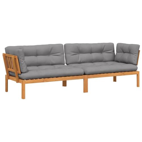 Hjørnemoduler til pallesofa 2 stk. med hynder massivt akacietræ