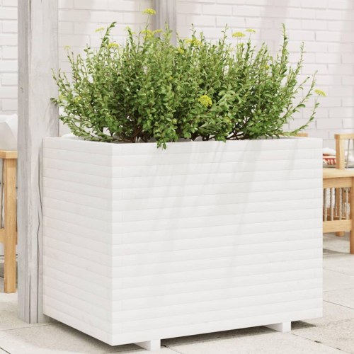 Plantekasse i massivt fyrretræ 90 x 60 x 72 cm - hvid