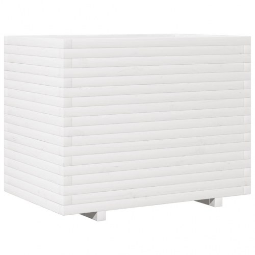 Plantekasse i massivt fyrretræ 90 x 60 x 72 cm - hvid