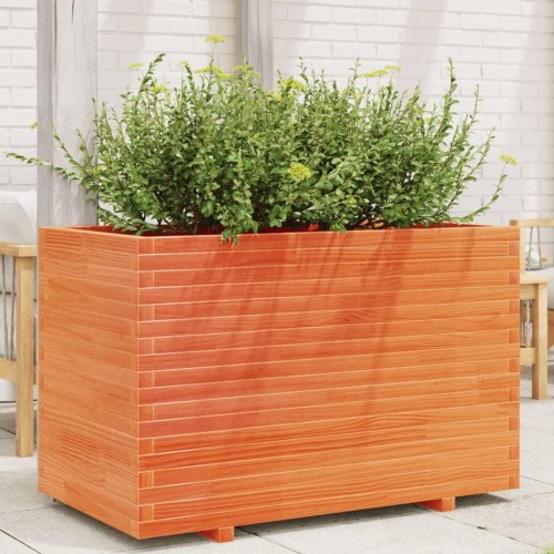 Plantekasse 110x60x72 cm massivt fyrretræ gyldenbrun