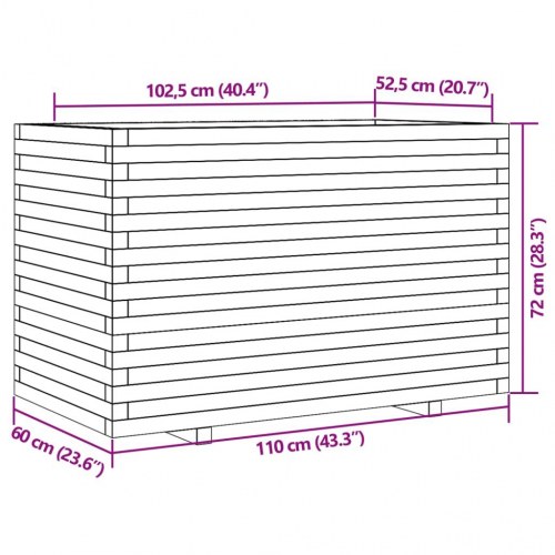 Plantekasse 110x60x72 cm massivt fyrretræ gyldenbrun