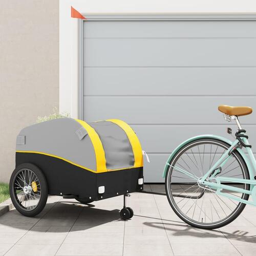Cykelanhænger 45 kg jern sort og gul