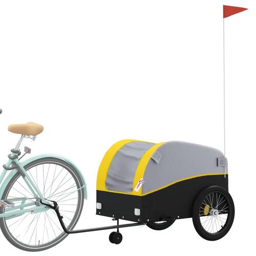 Cykelanhænger 45 kg jern sort og gul