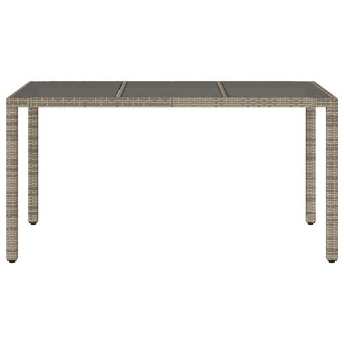Havebord med glastop 150x90x75 cm polyrattan grå