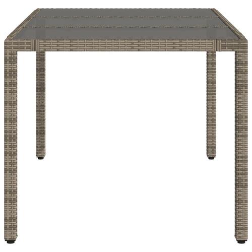 Havebord med glastop 150x90x75 cm polyrattan grå